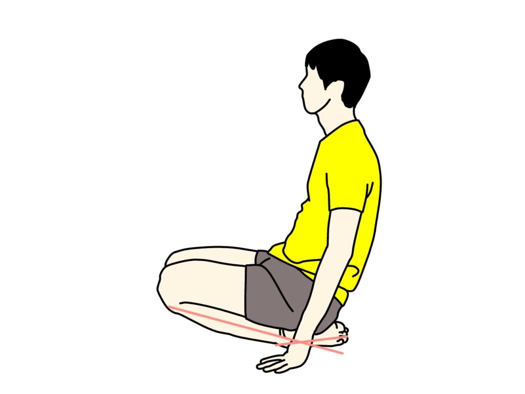 正座の姿勢から行う足の甲〜スネ（前脛骨筋）のストレッチ