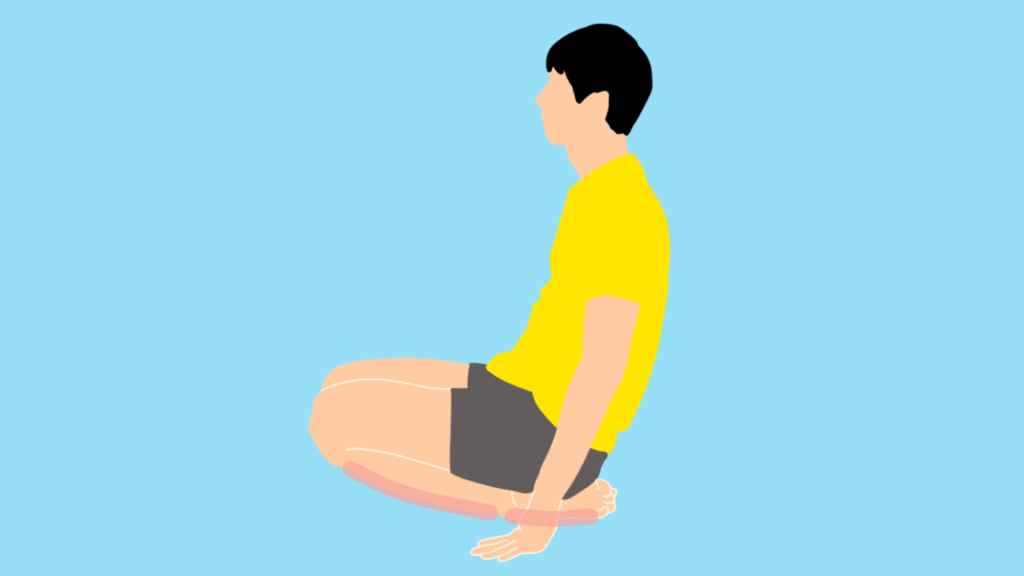 正座の姿勢から足首を伸ばす足の甲〜スネ（前脛骨筋）のストレッチ