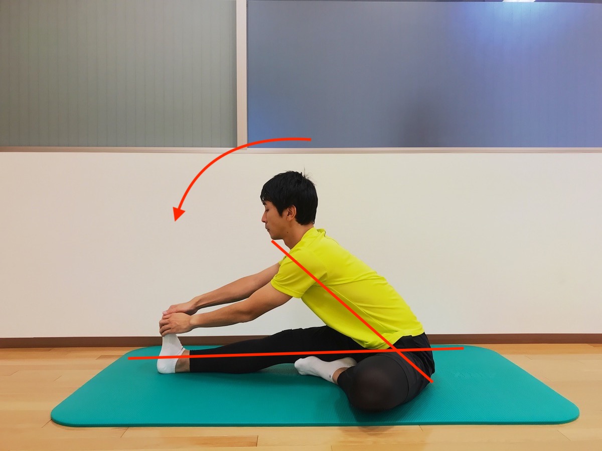 前後開脚（スピリッツ）の前脚の柔軟性を高めるためのストレッチ