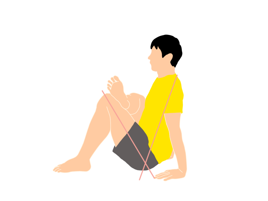お尻のストレッチの動作が柔らかくなっていくイメージ