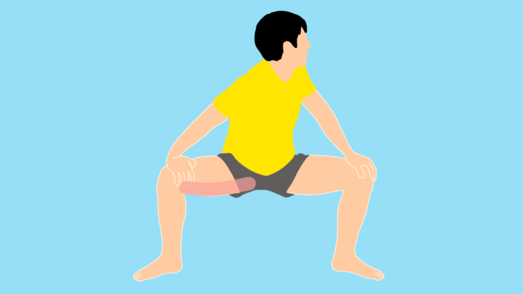 股割り姿勢で行う内もも(内転筋)のストレッチ