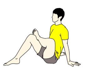 床に座った姿勢で行うお尻（大殿筋）の筋肉のストレッチ