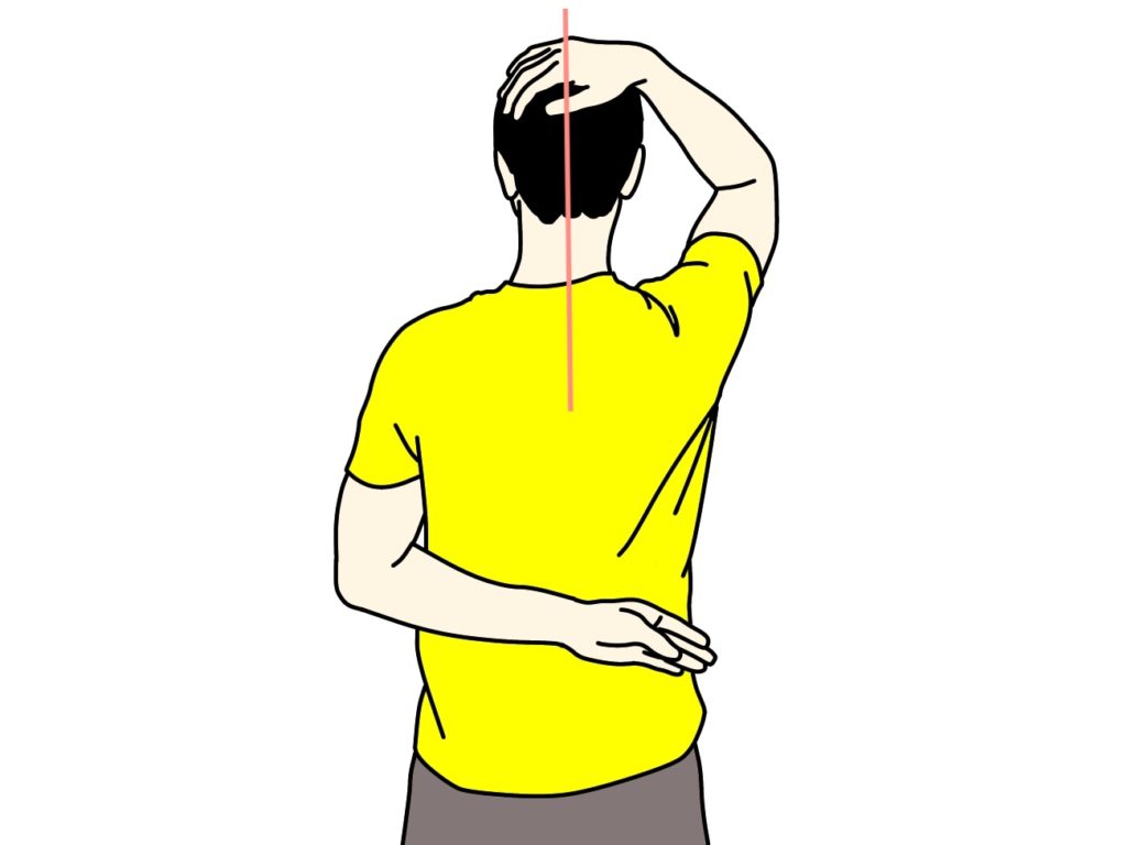 首〜肩の筋肉（僧帽筋上部）のストレッチの方法