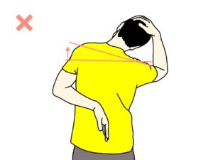 僧帽筋のストレッチの代償動作