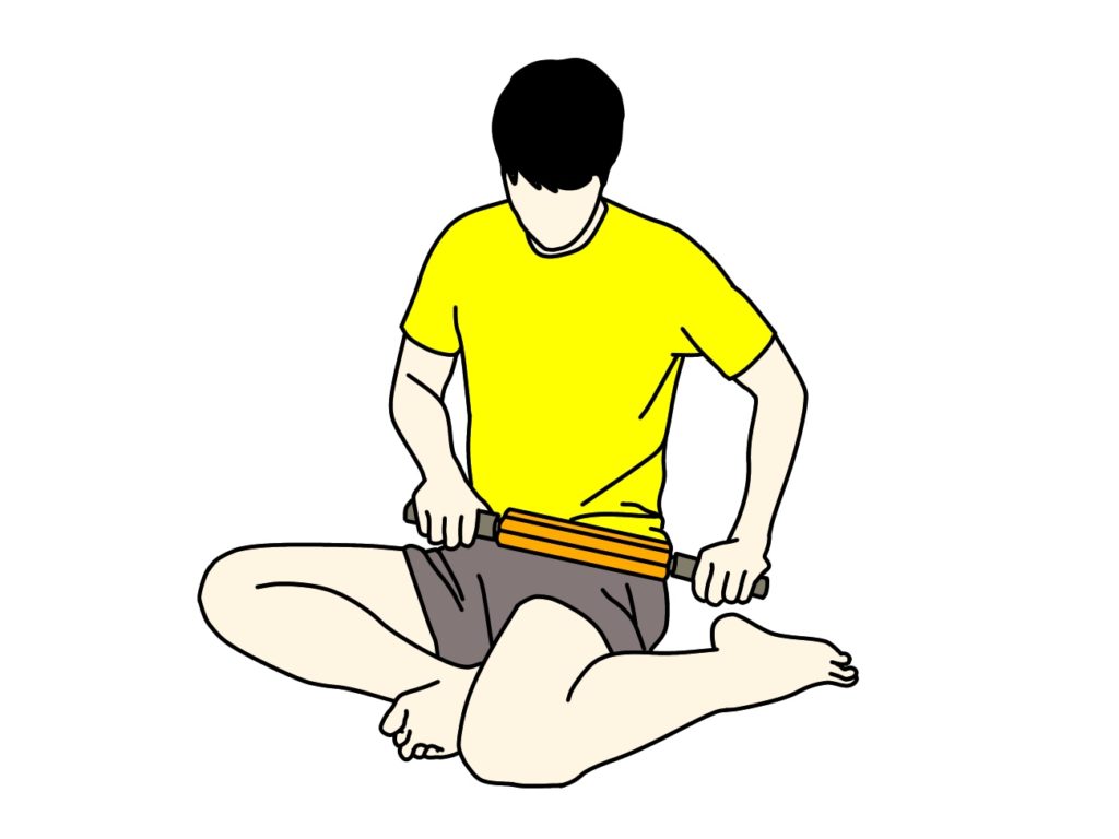 フォームローラー（マッサージローラー）で大腿筋膜張筋〜腸脛靭帯をほぐす方法1