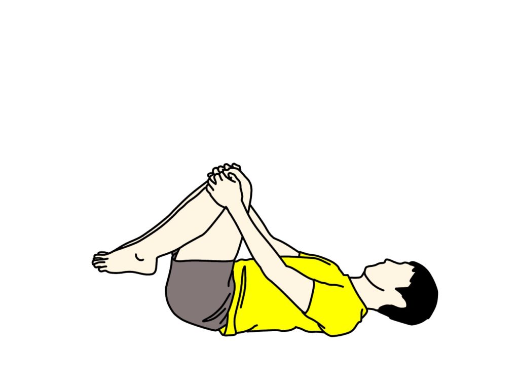 仰向けの姿勢で行うお尻（大殿筋）と腰（脊柱起立筋）のストレッチ