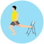 椅子を使って行う骨盤前〜太ももの前（腸腰筋・大腿直筋）のストレッチ