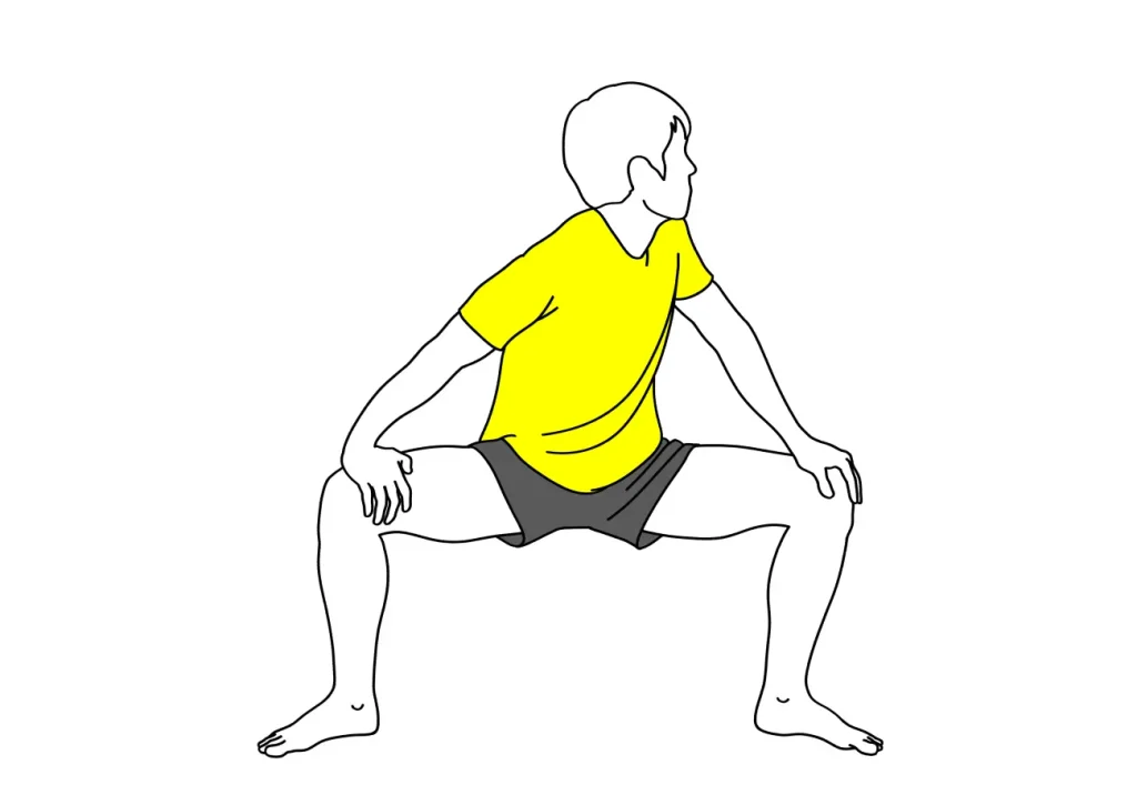 股割り姿勢で行う内もも（内転筋群）のストレッチの方法