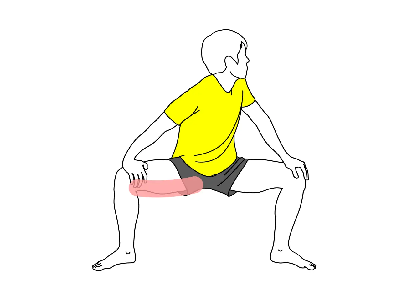 股割り姿勢で行う内もも（内転筋群）のストレッチの方法