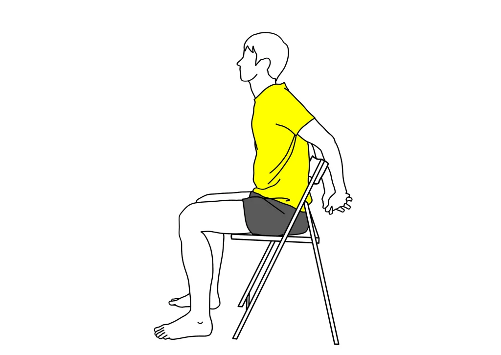 椅子に座りながらできる胸（大胸筋）と腕（上腕二頭筋）のストレッチ