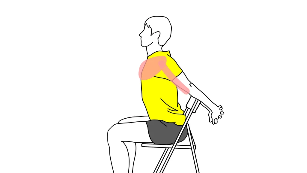 椅子に座りながらできる胸（大胸筋）と腕（上腕二頭筋）のストレッチ