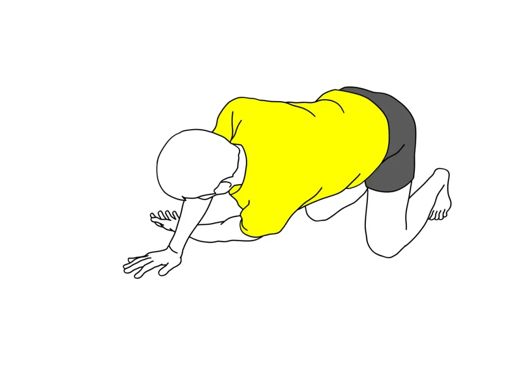 床で行う肩（三角筋後部）のストレッチの方法