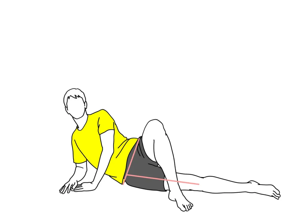 床で行う大腿筋膜張筋のストレッチ